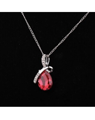 #ad Exquisite Red teardrop pendant Chain Necklace. $8.95