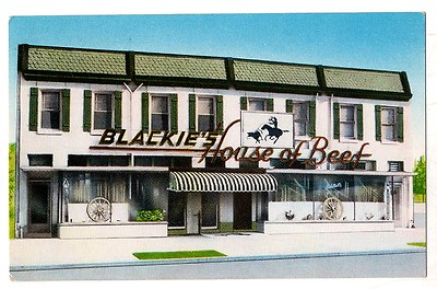 #ad Vintage Midcentury Color Photo Postcard Blackie’s House of Beef – Washington DC $7.95