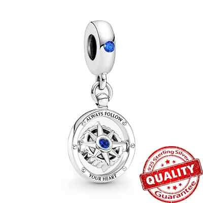 #ad NEW Authentic 100% 925 Sterling Silver Spinning Compass Charm $18.00