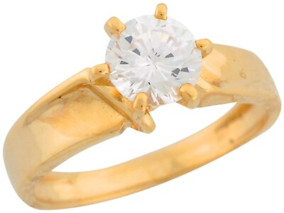 #ad 10k or 14k Yellow Gold Round Cut White CZ Brilliant Ladies Engagement Ring $264.99
