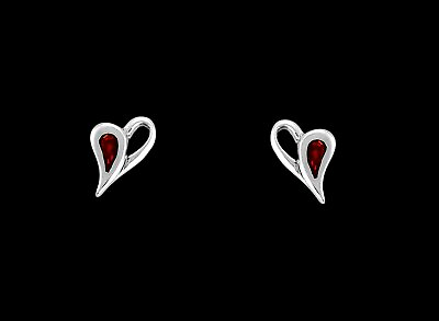 #ad 925 Sterling Silver Heart Earrings Heart Posts Red Opal Earrings $26.39