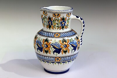 #ad Vintage Talavera Spanish Pottery Country Folk Faience Jug Sangria Pitcher 8 1 2quot; $29.00