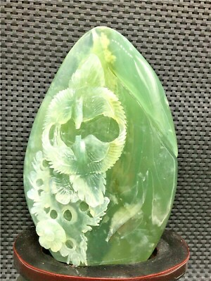 #ad 1307g Hand carved patterns of natural jade jade home decorative specimensstand $299.99