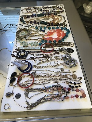 #ad 3 Pound Vintage to Modern COSTUME JEWELRY Lot Over 50 pieces $28.95