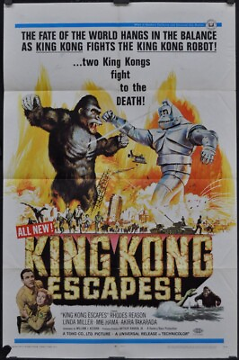#ad King Kong Escapes 27X41 ORIGINAL 1968 MOVIE POSTER RHODES REASON MIE HAMA $175.00