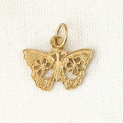 #ad 14k Yellow Gold Butterfly Charm Pendant Made in USA $48.99