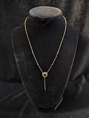 #ad Antique 14k 585 Pure Yellow Gold Necklace With Onyx Accents Peter Brams Designs $500.00