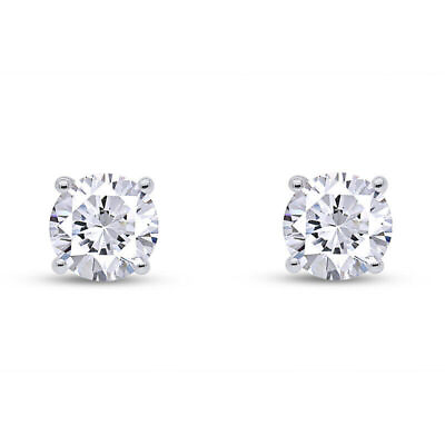 #ad 1 2ct Natural Round Diamond Solitaire Stud Earrings 14K Solid White Gold $539.99