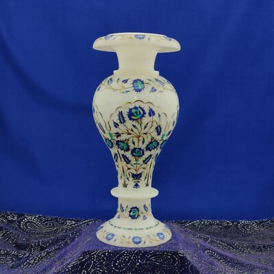 #ad 12#x27;#x27; white Marble vase flower pot mosaic Inlay Work Pietra Dura stone handmade $798.00