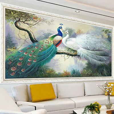 #ad Green White Double Peacock Painting Posters and Prints Wall Picture Painting $24.69
