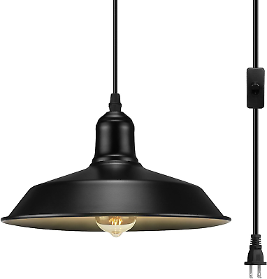 #ad Plug in Pendant Light Black Hanging Lights with Plug in Cord On Off Switch $23.65