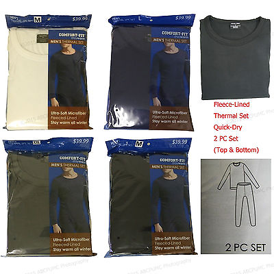 #ad Men#x27;s Thermal Set Comfort Fit Fleece Line Underwear 2 PC Set:Top amp; Bottom Sizes $9.75