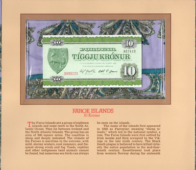#ad Most Treasured Banknotes Faroe Islands 10 Kroner P 16 1974 UNC A0741D 3985225 $17.50