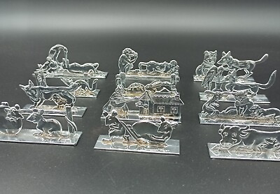 #ad 12 Knife Holders Metal Chrome Of Benjamin Rabier the Fables of The Fountain $528.37