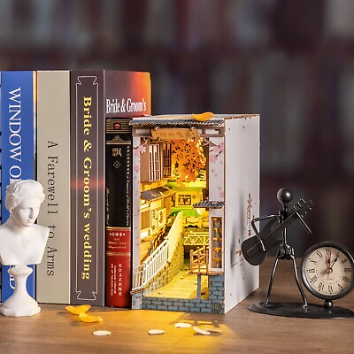 #ad Rolife DIY Book Nook Kit 3D Wooden Puzzle Bookshelf Insert Decor Sakura Densya $39.99