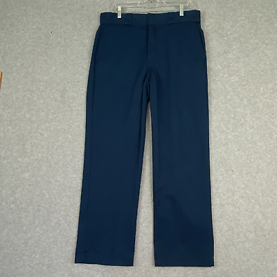 #ad Dickies 874 Pants Mens 34x30 Navy Straight Leg Flat Front Workwear Uniform Chino $15.88
