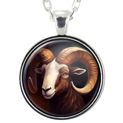#ad Aries Ram Zodiac Pendant Necklace Handmade Astrological Sign Art $17.50