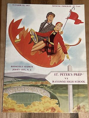 #ad 1957 High School Football Program Roosevelt Stadium Jersey City With Ticket $30.00