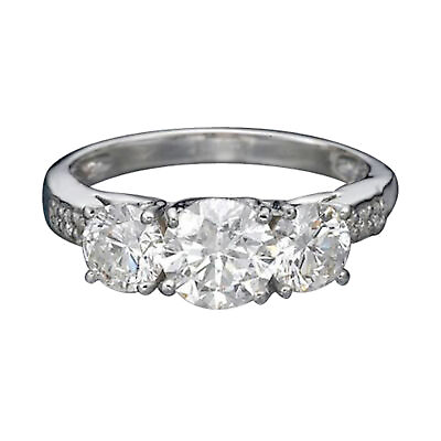 #ad 1 1 2 CT Three Stone Round Diamond Engagement Ring F VS2 14K White Gold $1868.30