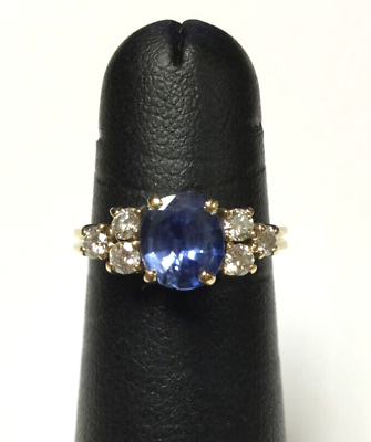 #ad MA1 14k Yellow Gold Blue Stone amp; Diamonds 0.30CTW 2.9g Size 5.5 Lady#x27;s Ring $549.50