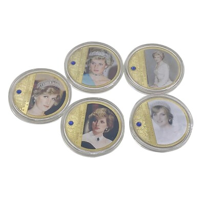 #ad 5pcs Princess Diana Gold Coin Commemorative Metal Coins Metal Crafts Artwork $12.01