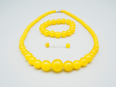 #ad Jadeite amp; Sterling Earrings Jadeite Bracelet Glass Necklace 3 Piece Jewelry $62.00