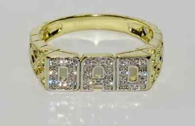 #ad 2.88Ct Round Lab Created Diamond Men#x27;s DAD Letter Ring In 14k Yellow Gold Plated $94.25