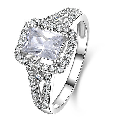 #ad 2ct Princess 925 Sterling Silver CZ Engagement Ring Wedding Band Sz 3 12 ENG016 $23.99