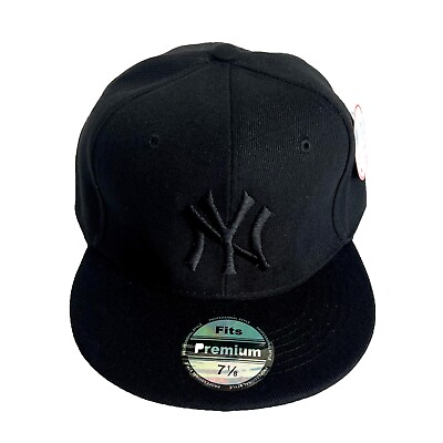 #ad Mens New York Yankees Baseball Cap Fitted Hat Multi Size all Black logo NEW $14.95