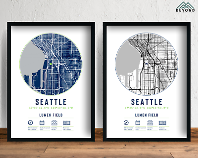 #ad Seattle Seahawks Lumen Field Minimalist Map Print Poster NFL Sport Gift Stadium $23.99
