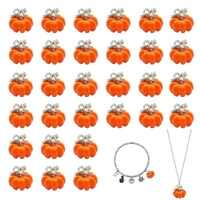 #ad Thanksgiving Pumpkin Charms 30Pcs Halloween Pumpkin Pendant 3D Enamel Alloy ... $10.75