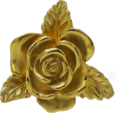#ad Brass Vintage Rose Shaped Cabinet Knobs Set of 2 Gold Brass 46Mm Diameter G $26.99