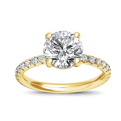 #ad 2.41 Carat H VS2 Natural Round Cut Diamond Engagement Ring 14K Yellow Gold $15565.00