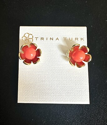 #ad Trina Turk Flower Post Earrings Orange Gold $39.00