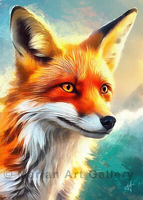 #ad ACEO Red Fox Print Original Limited Edition Art Giclée Print Red Fox by MARIAN C $12.07