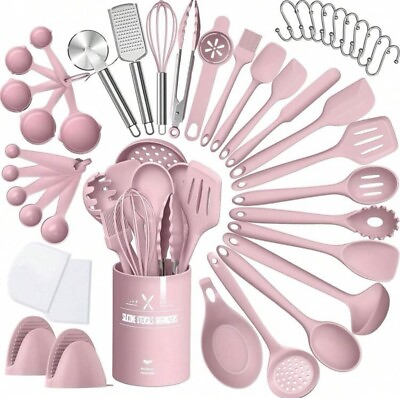 #ad 43 Piece All in One Silicone Kitchen Utensil Set PINK $78.99