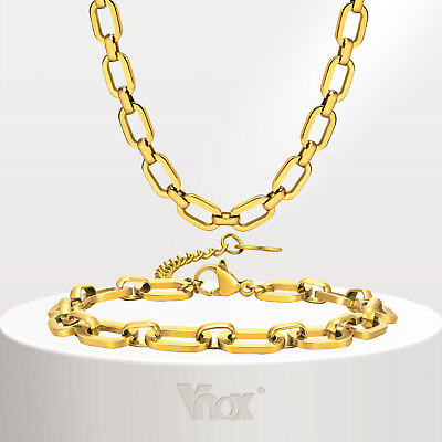 #ad Vnox Cross Paper Clip Bracelet Necklace Set for Women 18K Gold Handmade Choker $12.99