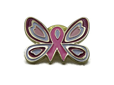 #ad Butterfly amp; Pink Ribbon Pin Gold Tone $9.99