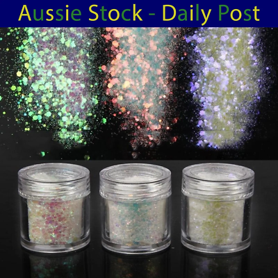 #ad Nail Art Decorations Holographic Iridescent Glitter Mix 0.3 3mm Rainbow 10g AU $7.79