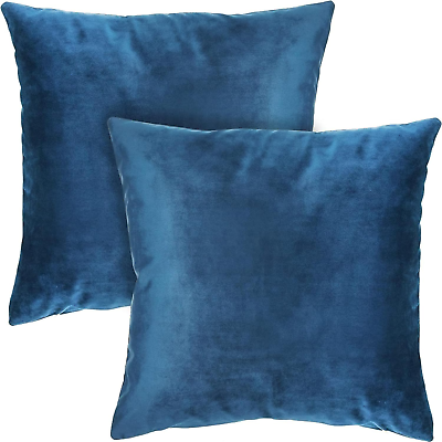 #ad Velvet Throw Pillow Covers Blue Home Decor 18 X 18 In 2 Pack $11.99