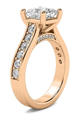 #ad 1.65 Ct VS1 G Princess Cut Lab Created Diamond Engagement Ring 14k Rose Gold $1425.00
