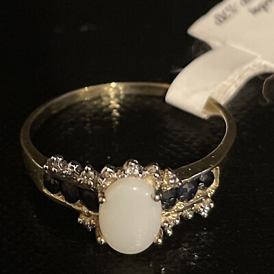 #ad 10 K Gold Opal Sapphire Diamond Ring 1.82 G #507 $130.00