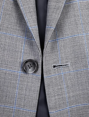 #ad Jos. A. Bank 42L Travel Sport Coat Gray amp; Blue Plaid Tailored Slim Fit $75.00