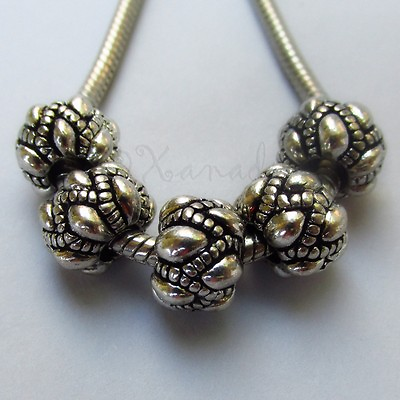 #ad Wholesale Silver Large Hole European Spacer Beads EB5659 5 10 Or 20PCs $2.50