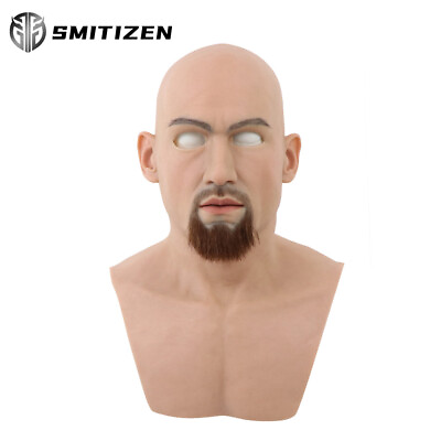 #ad SMITIZEN Silicone Realistic Men Mask With Beard Cosplay Prop $302.68