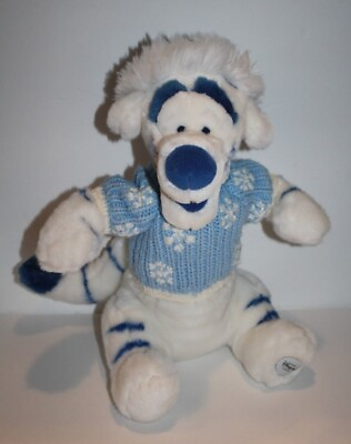 #ad Disney Store White Blue Snowflake Tigger 14quot; Plush Winnie the Pooh Stuffed Toy $20.00