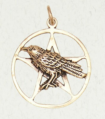 #ad Pentacle of the Raven Bronze Occult Pagan Bird Pendant Jewelry $30.00