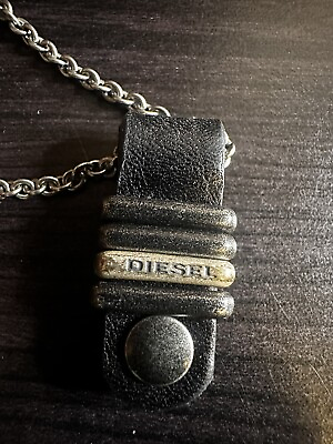 #ad Diesel Mens Steel Necklace With Leather Pendant $45.00