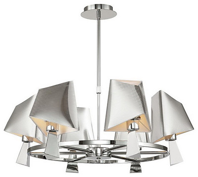#ad Polished Chrome 6 Light Modern Chandelier With Shades Orig $720 $155.99