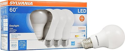 #ad SYLVANIA LED Bulb 60W Equivalent A19 Daylight 5000K Medium Base 4 PACK $10.19